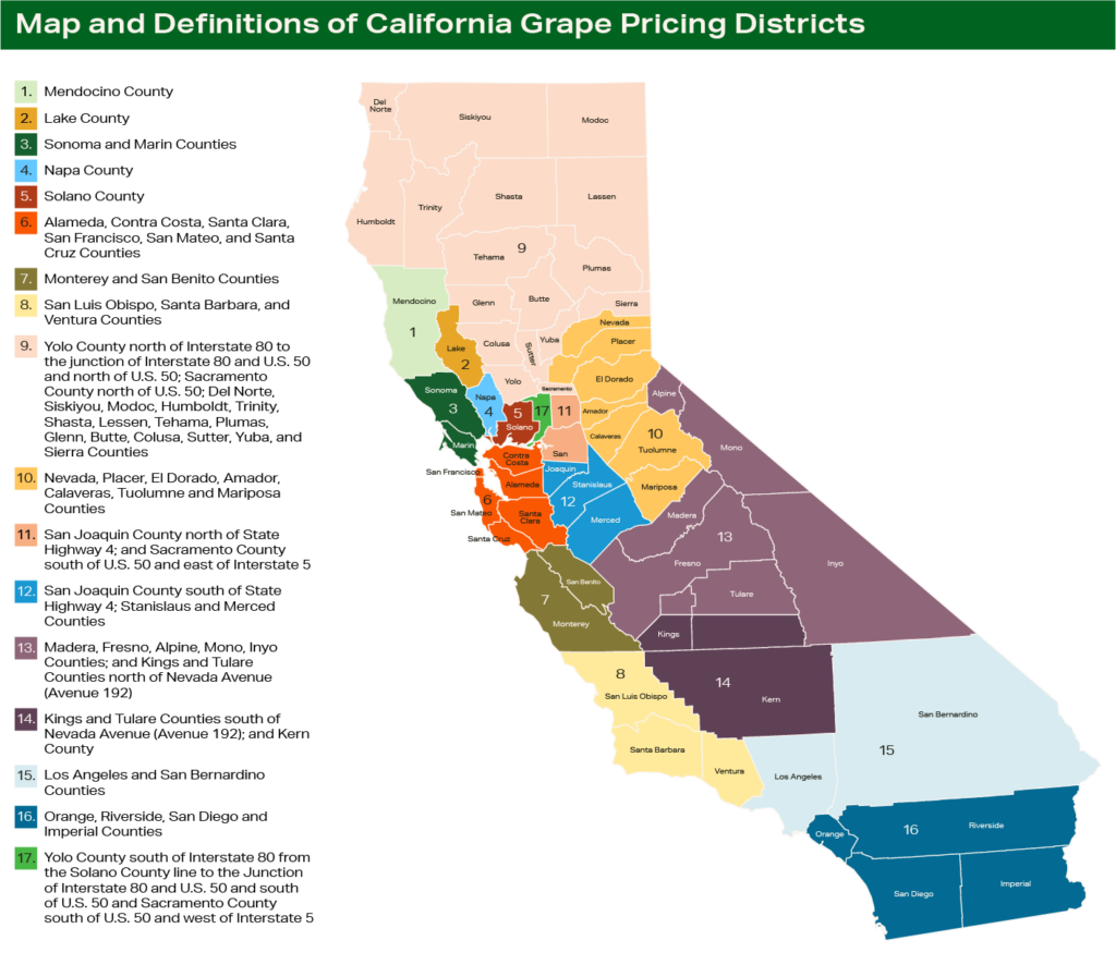 Map and Definitions of California Grape Pricing Districts Map and Definitions of California Grape Pricing Districts