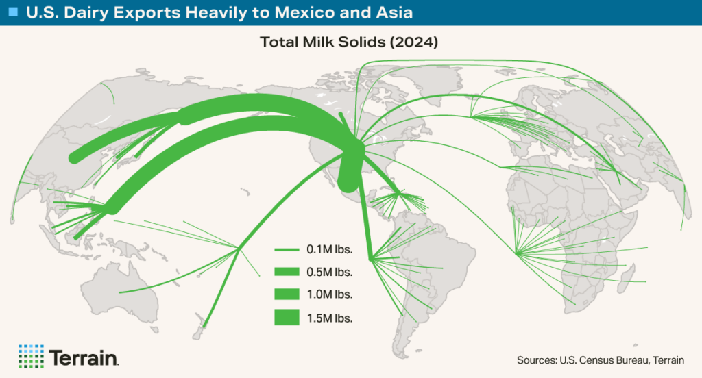 Terrain Big Shrink 6 - Map - U.S. Dairy Exports Heavily to Mexico and Asia