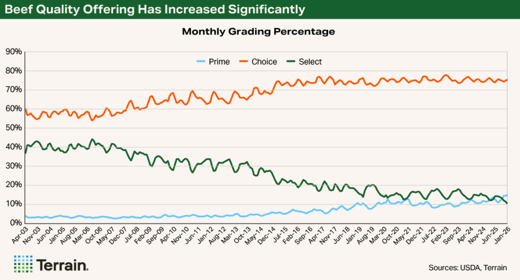 Chart 1 Choice-Select article - Beef Quality Offering Has Increased Significantly