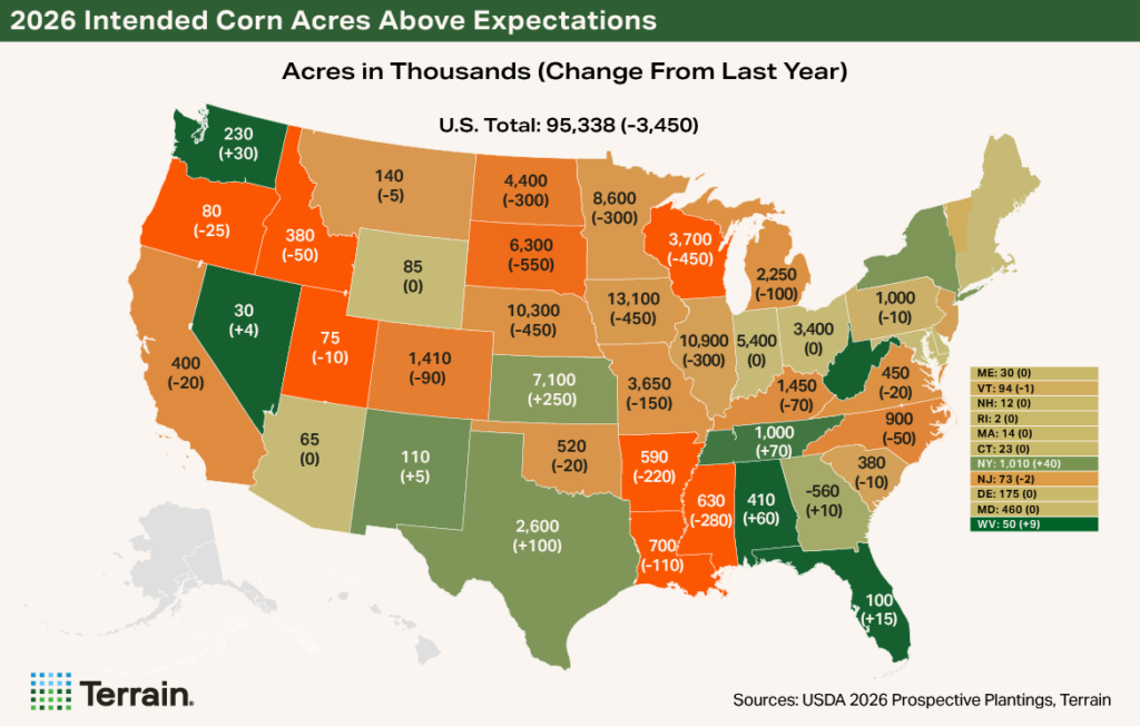 Map Corn Q2 2026 - 2026 Intended Corn Acres Above Expectations