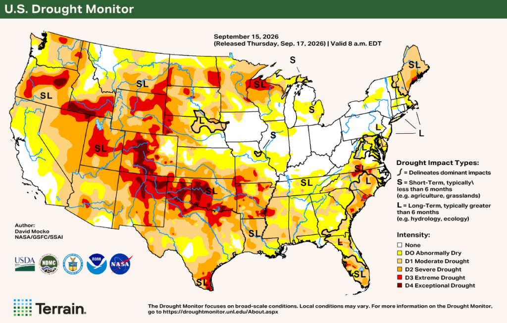 Beef map Q4 2026 - U.S. Drought Map showing how severe the current drought is